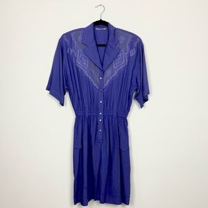 Vintage 80s Western Embroidered Purple Romper